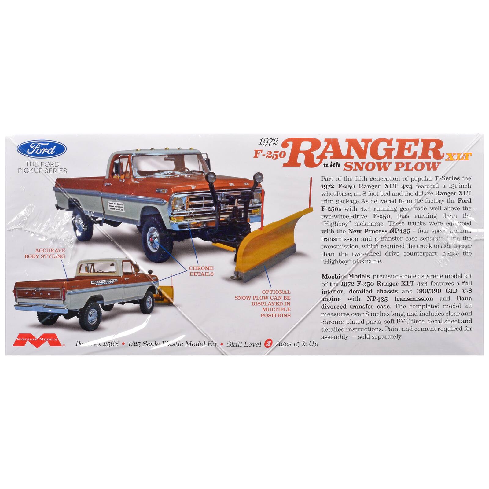 Moebius Models Skill 3 Model Kit 1972 Ford F 250 Ranger XLT Pickup ...