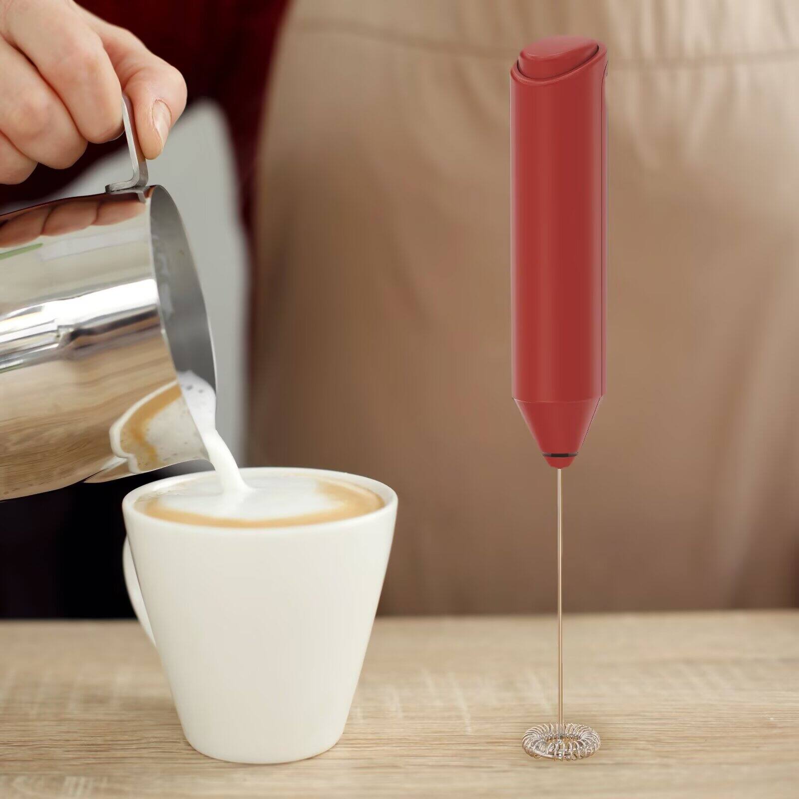 Back. Tooloton - Handheld Milk Frother, Mini Foam Maker for Coffee, Matcha and Hot Chocolate, Stand Not Included, Red - Red.