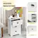 The text on the image is grouped and corrected as follows:
"Modern Nightstand: Exquisite Metal Handles and Smooth Slides, Stable Base."