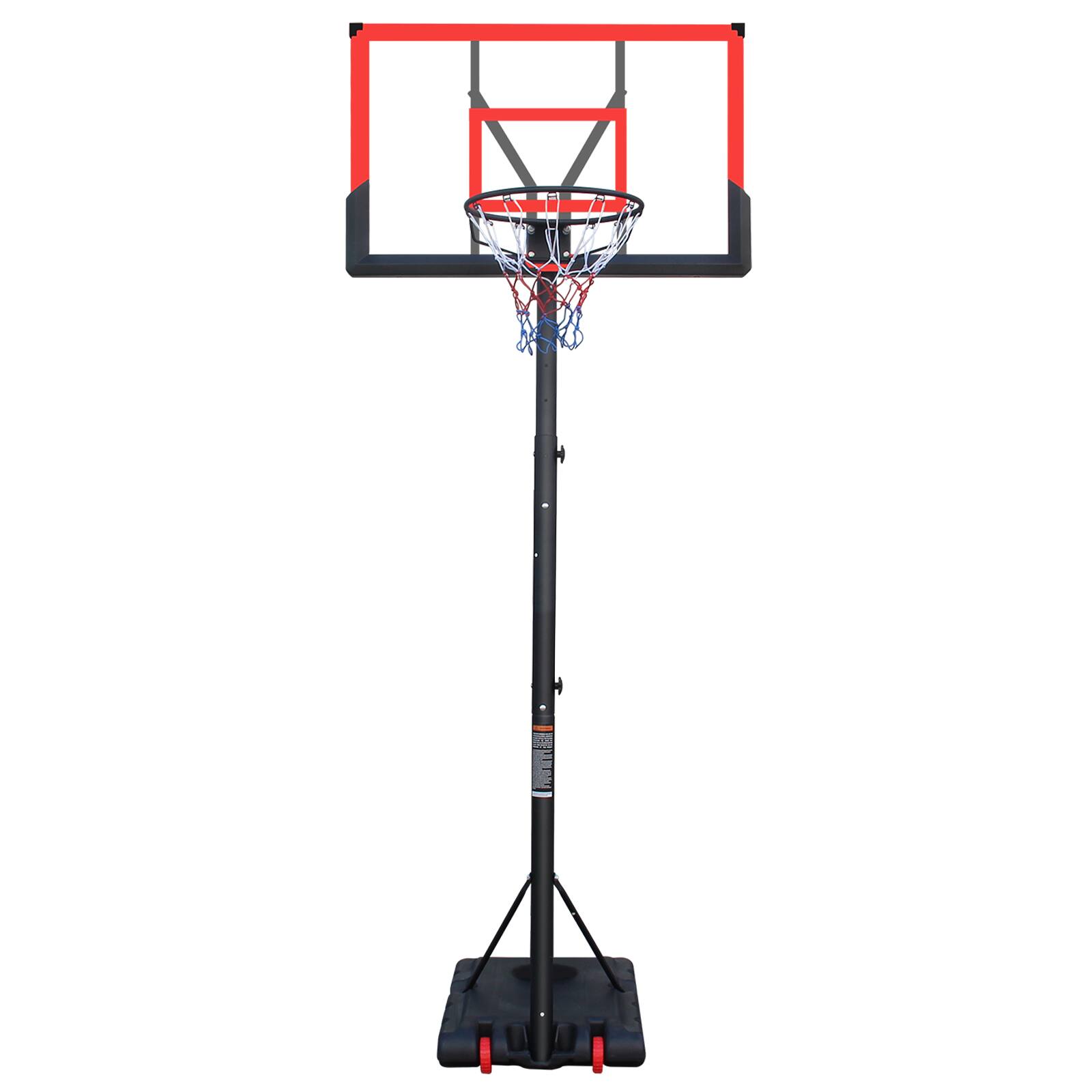 Front. APRILSOUL - Basketball Hoop 610ft 44 Backboard Portable Red Indoor Outdoor - Black,Red.