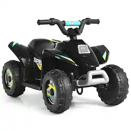 Gymax - 6V Kids Electric Quad ATV 4 Wheels Ride On Toy Toddlers Forward & Reverse - Black