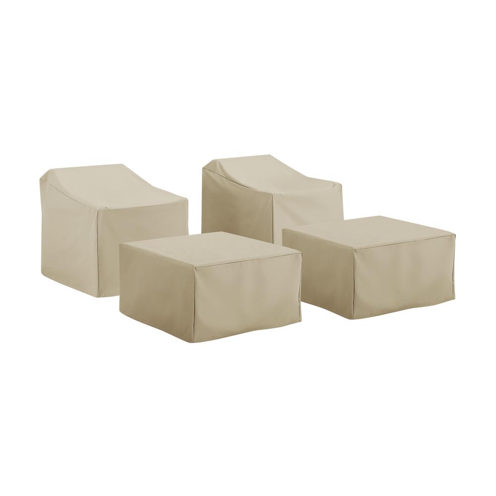 Back. Crosley Furniture - 4Pc Outdoor Furniture Cover Set - 2 Arm Chairs & 2 Ottomans - Tan.
