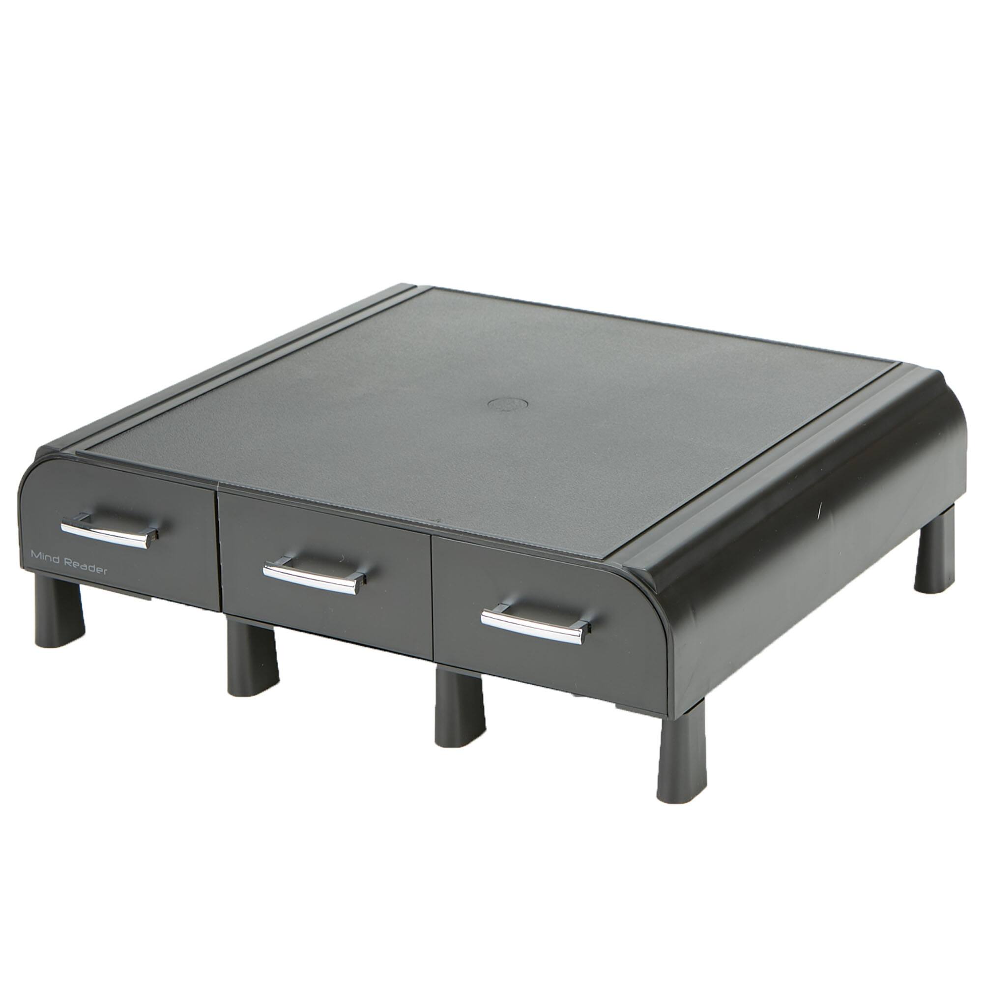 Alt View 15. Mind Reader - Monitor Stand, Laptop Riser, Desktop Organizer, Storage Drawer, Office, Plastic, 13.5"L x 13"W x 4"H - Black.