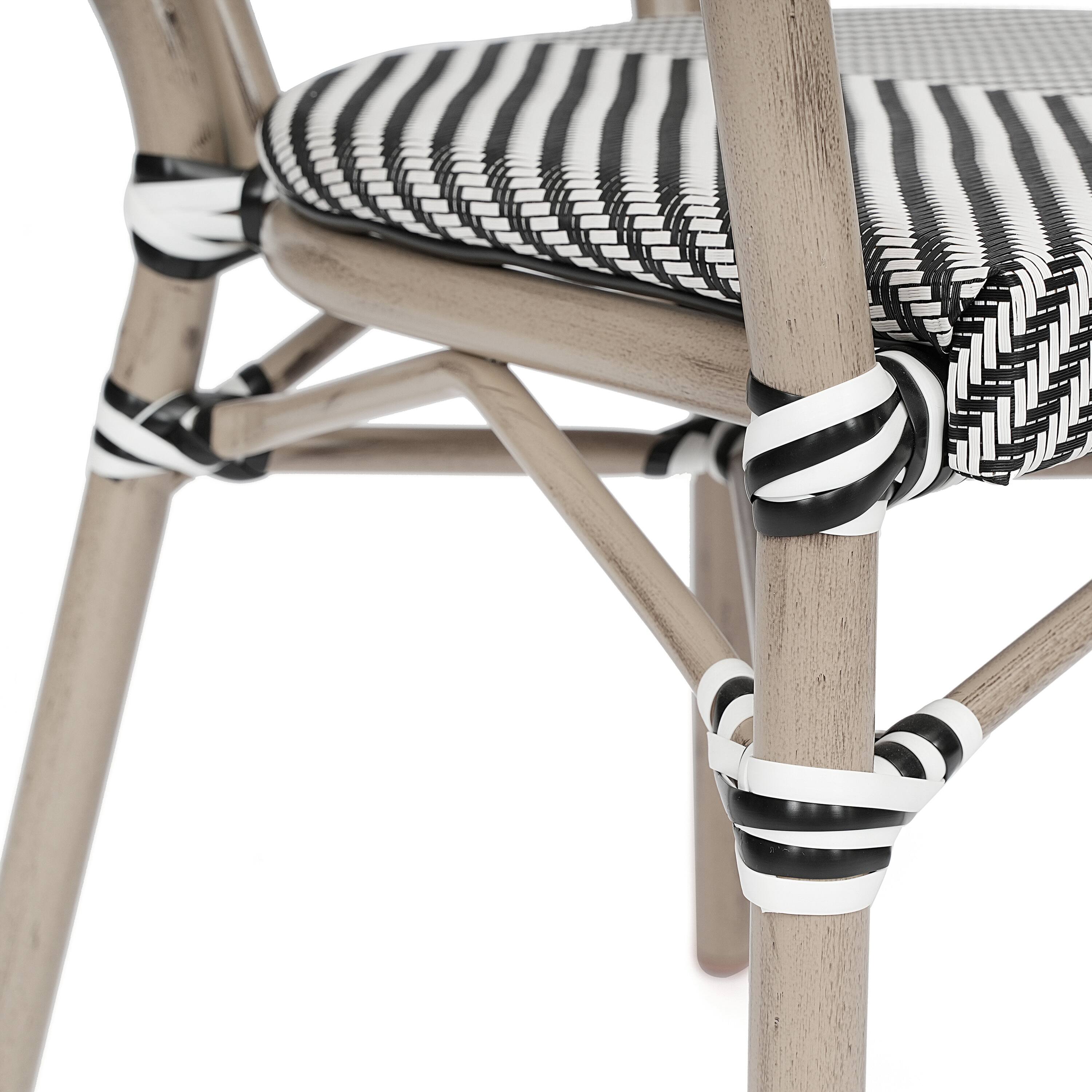 Alt View 10. Emma + Oliver - 4 Pack Stacking Bistro Chair with Bamboo Print Metal Frame - Black & White/Light Natural Frame.