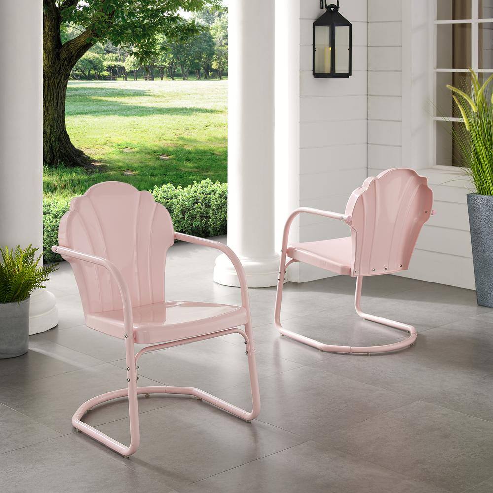 Alt View 8. Crosley Furniture - Tulip 2Pc Retro Outdoor Chair Set - 2 Chairs - Pastel Pink Gloss.