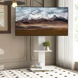 Z-Edge - Rolling TV Stand with Shelf Storage for 32-75 Inch TVs, Height Adjustable Mobile TV Cart for Living Room, Offices - White