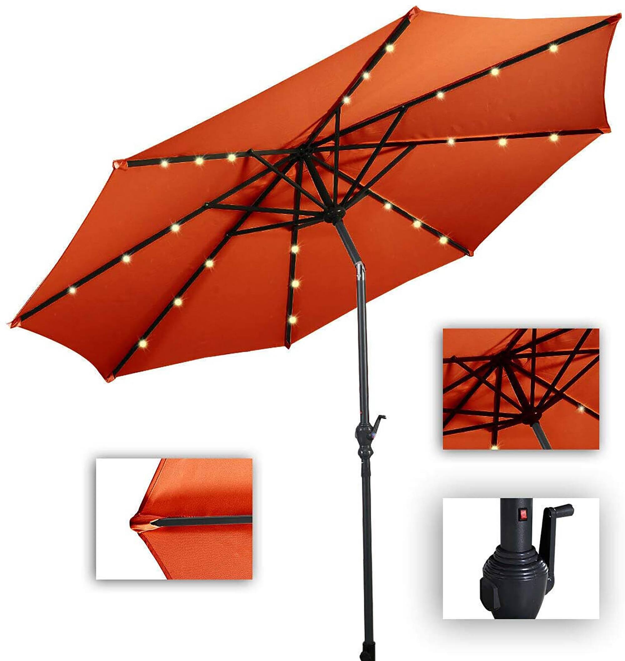 Alt View 5. Costway - Costway 10ft Solar Lights Patio Umbrella Outdoor W/ 36 LBS Steel Umbrella Stand - Orange.