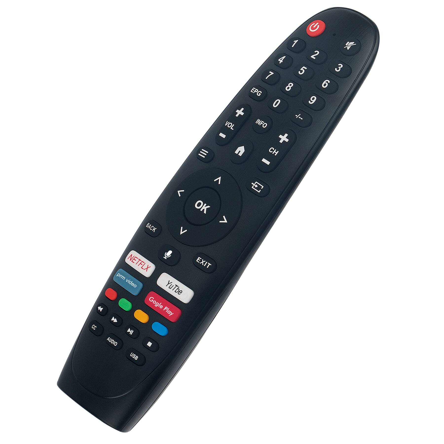 VOL 1 2 3 4 5 6 7 8 9 0 EPG INFO CH VOL +/− OK BACK CC NETFLX EXIT prm video YouTube Google Play AUDIO USB