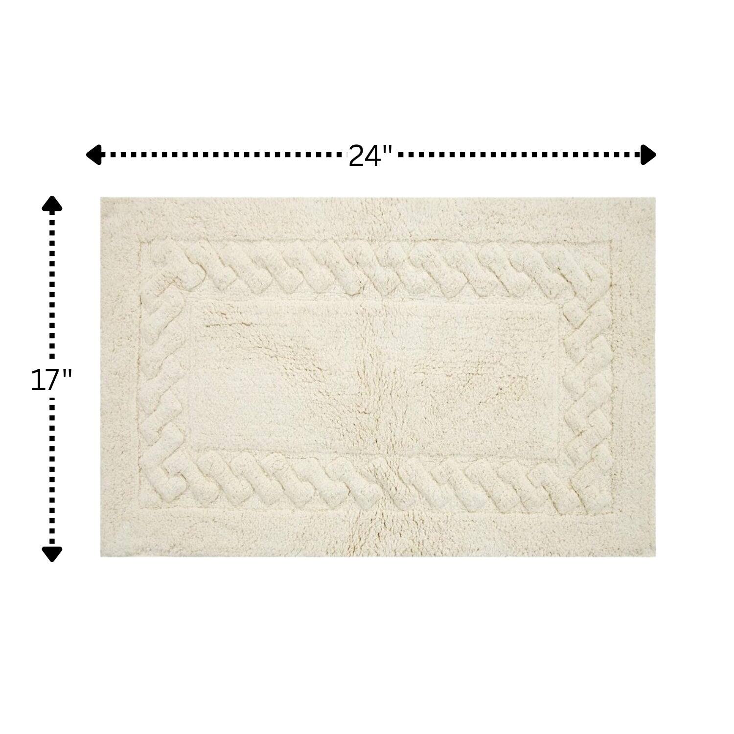 Luxurious Knightsbridge Chain Bath Rug - Non-Skid Cotton Rug - Ivory - Thumbnail 3