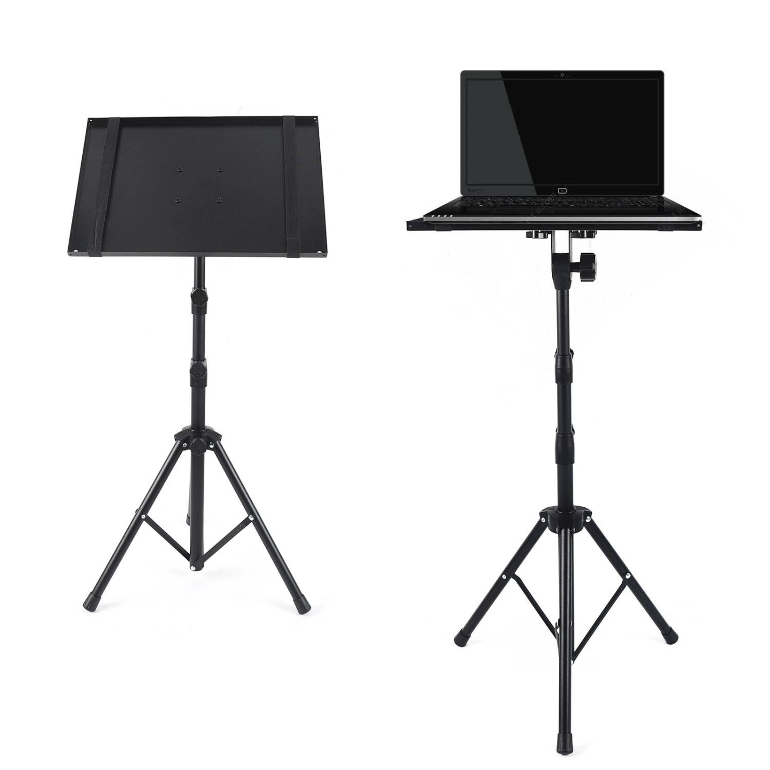 Angle. Stock Preferred - Adjustable Mobile Projector Floor Stand Laptop Holder with Tray - Black.