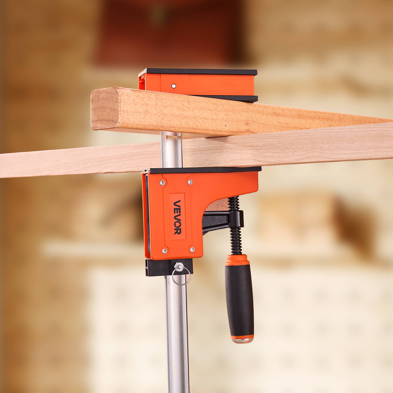 Alt View 5. VEVOR - Bar Clamps for Woodworking,2-Pack 24 inch Parallel Clamp Set,F-Clamp with 1500 lbs Load Limit,Even Pressure,Carbon Steel - Orange.