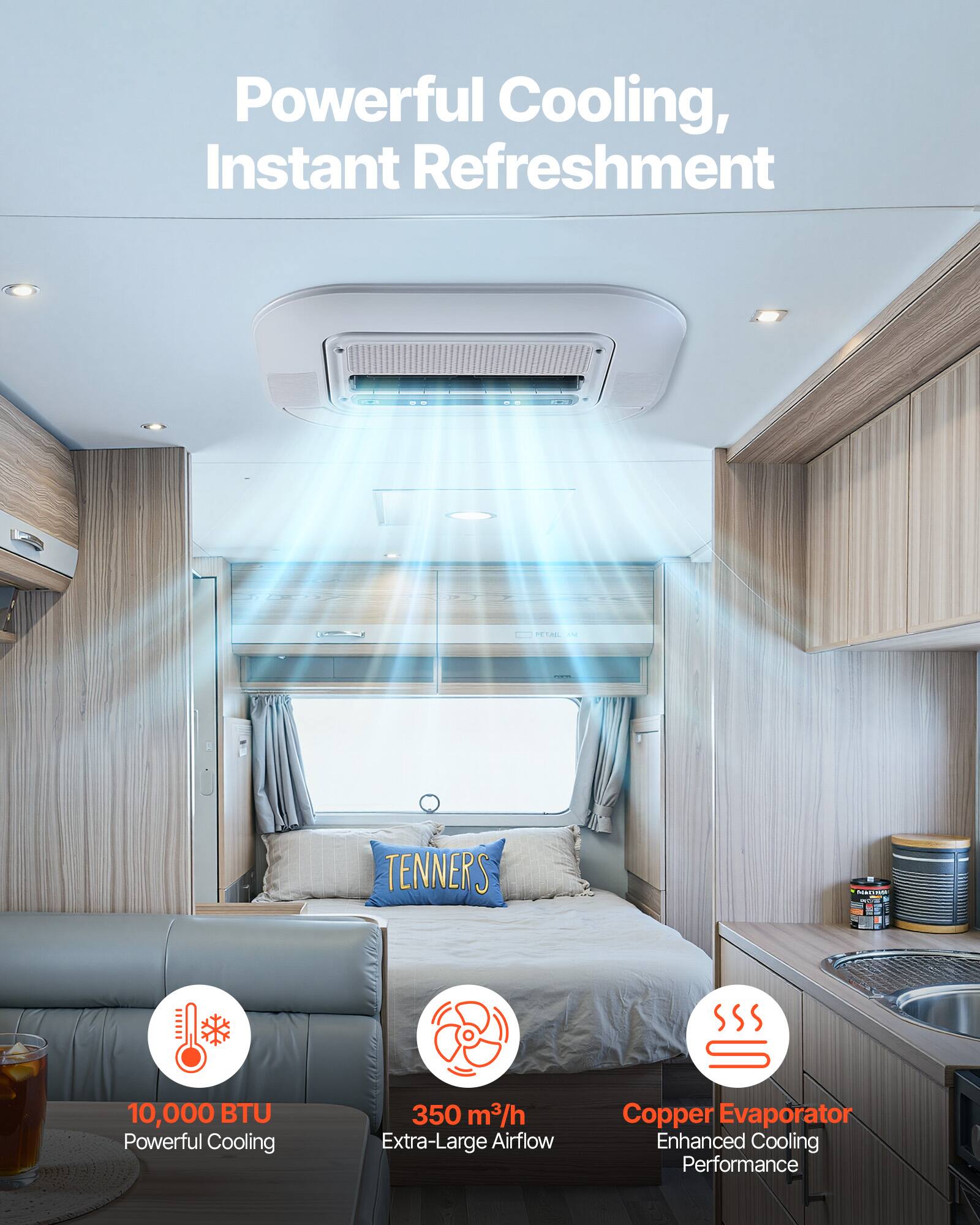 Powerful Cooling, Instant Refreshment

TENNERS MC 10,000 BTU Powerful Cooling

350 m³/h Extra-Large Airflow

Copper Evaporator Enhanced Cooling Performance