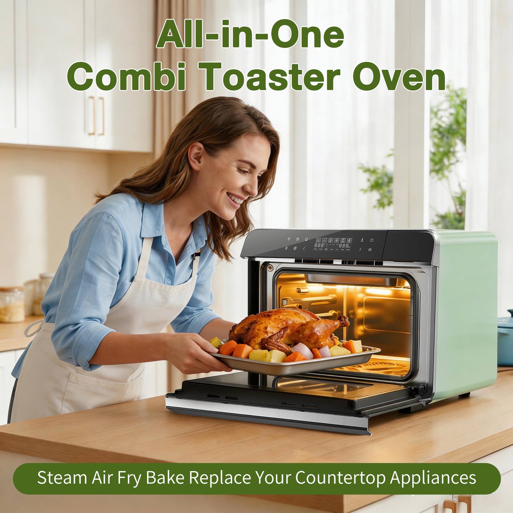 All-in-One Combi Toaster Oven

Steam Air Fry Bake Replace Your Countertop Appliances