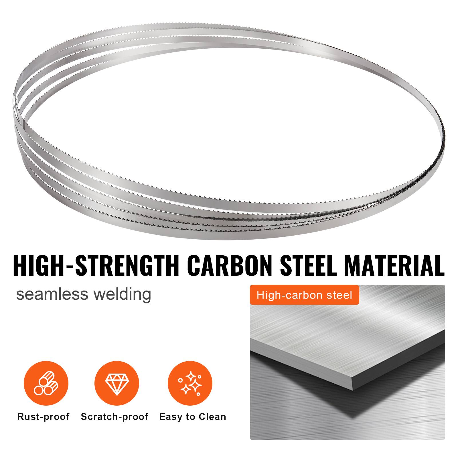 HIGH-STRENGTH CARBON STEEL MATERIAL  
seamless welding  
High-carbon steel  

- Rust-proof  
- Scratch-proof  
- Easy to Clean