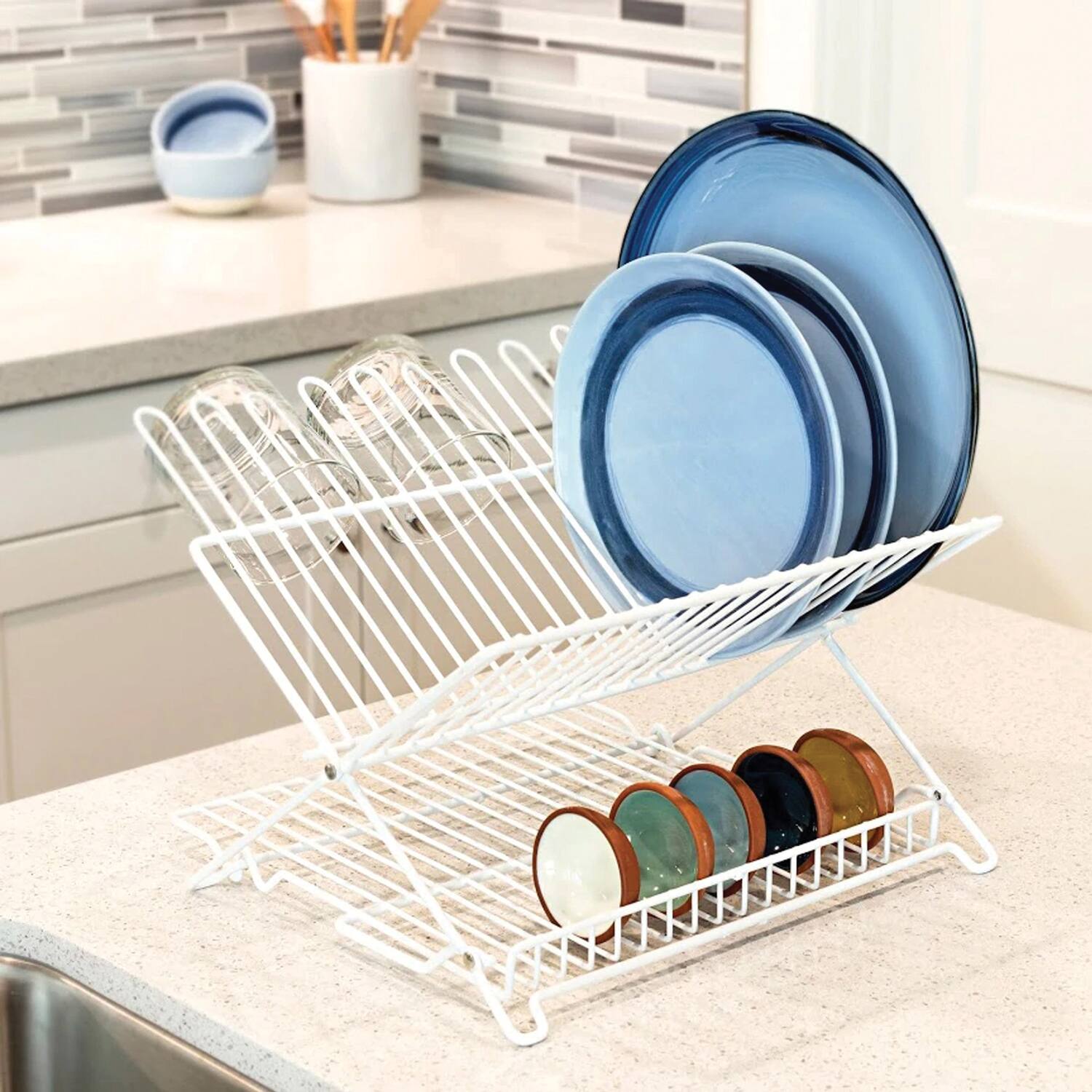 Left. Better Houseware - Folding Dish Rack - White.