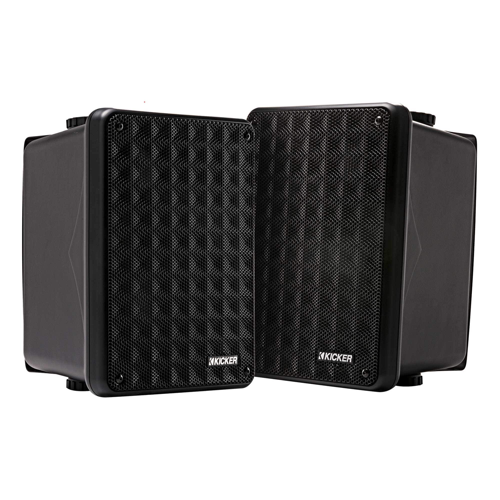 KICKER - 46KB6B Black Indoor Outdoor Full Range high-efficiency Speakers Pair - Black/Gray