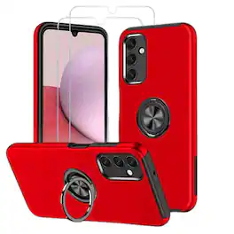 Entronix - Galaxy A16 Bundle - 360° Circular Grip Case with 2 Clear Screen Protectors - Red