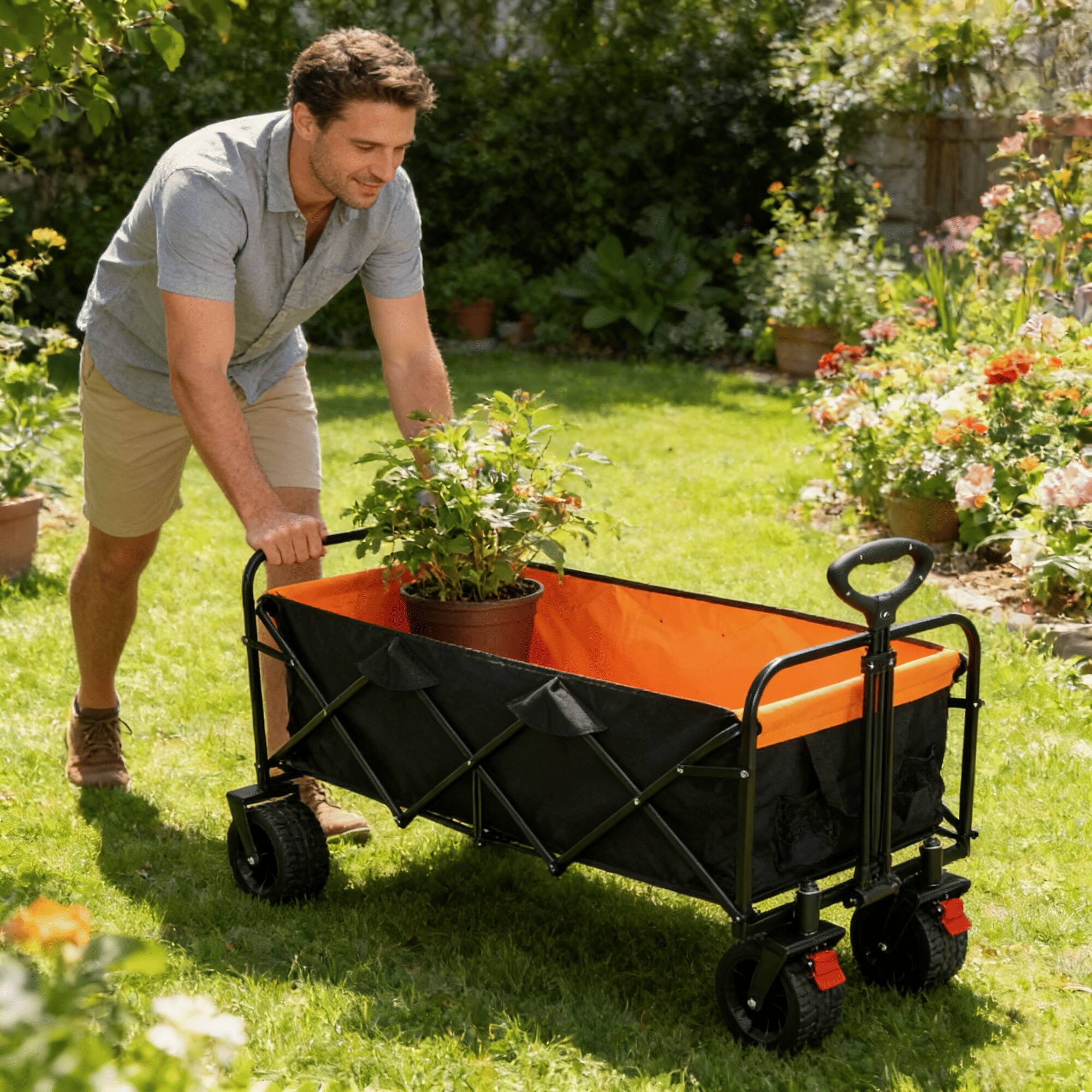 Alt View 10. Loheer - Loheer Extra Long Folding Wagon Beach Cart Large Capacity Heavy Duty Garden Shopping Collapsible Utility Cart.