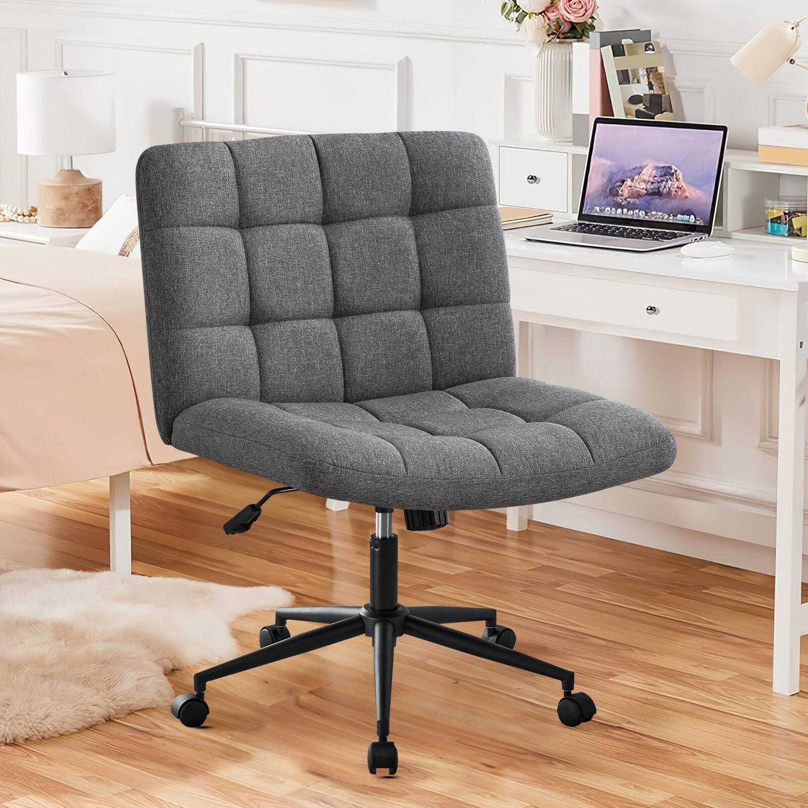 Angle. Spaco - Spaco Executive Office Armless Ergonomic Chair, Adjustable Lumbar Support, Height and 361 Swivel,for Home Office Study - Dark Gray.