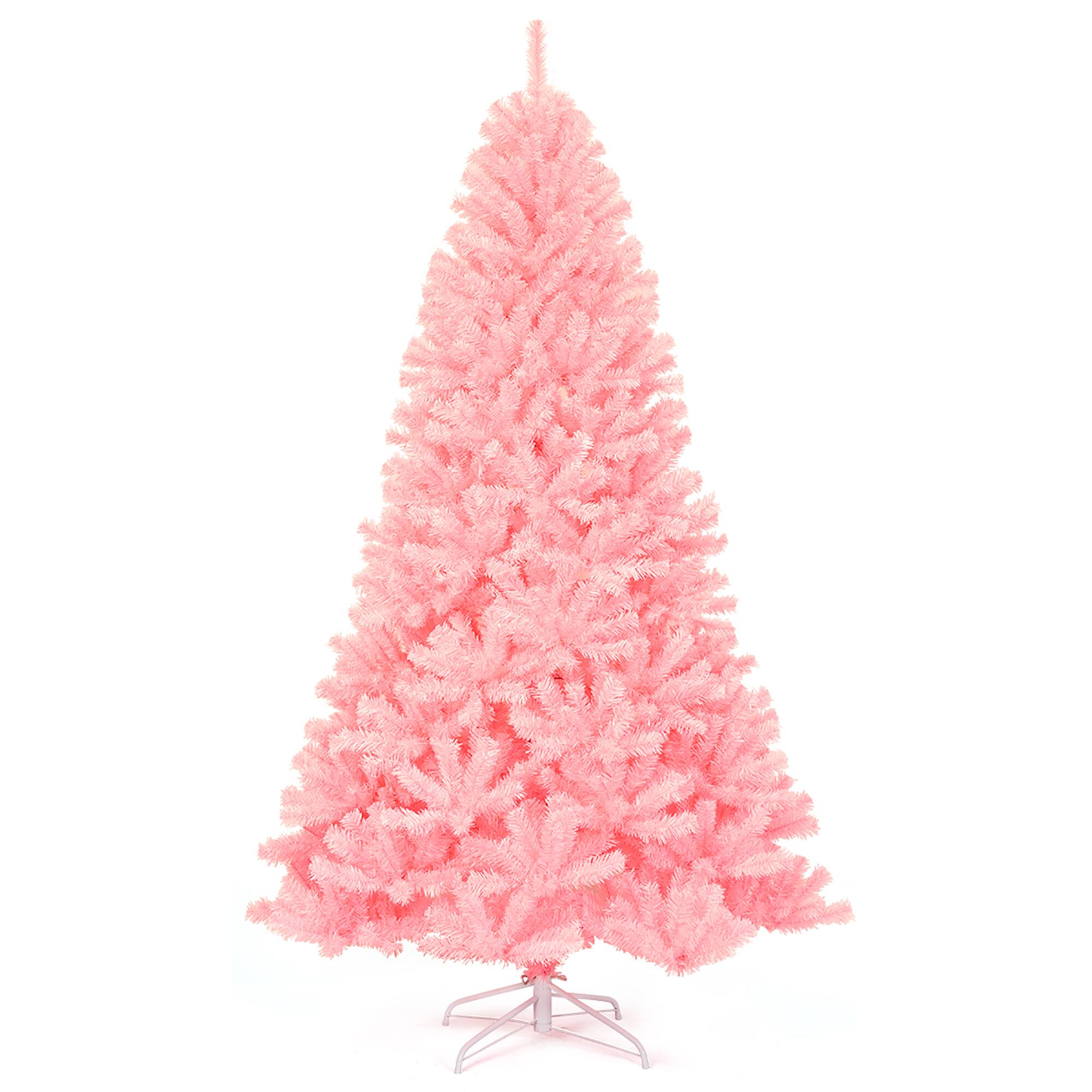 Alt View 11. Costway - 7.5Ft Hinged Artificial Christmas Tree Full Fir Tree New PVC with Metal Stand - Pink.