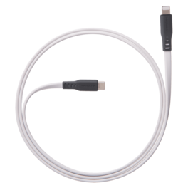 Ventev - Flat USB-C to Apple Lightning High Speed Tangle-Free Cable 6ft - White