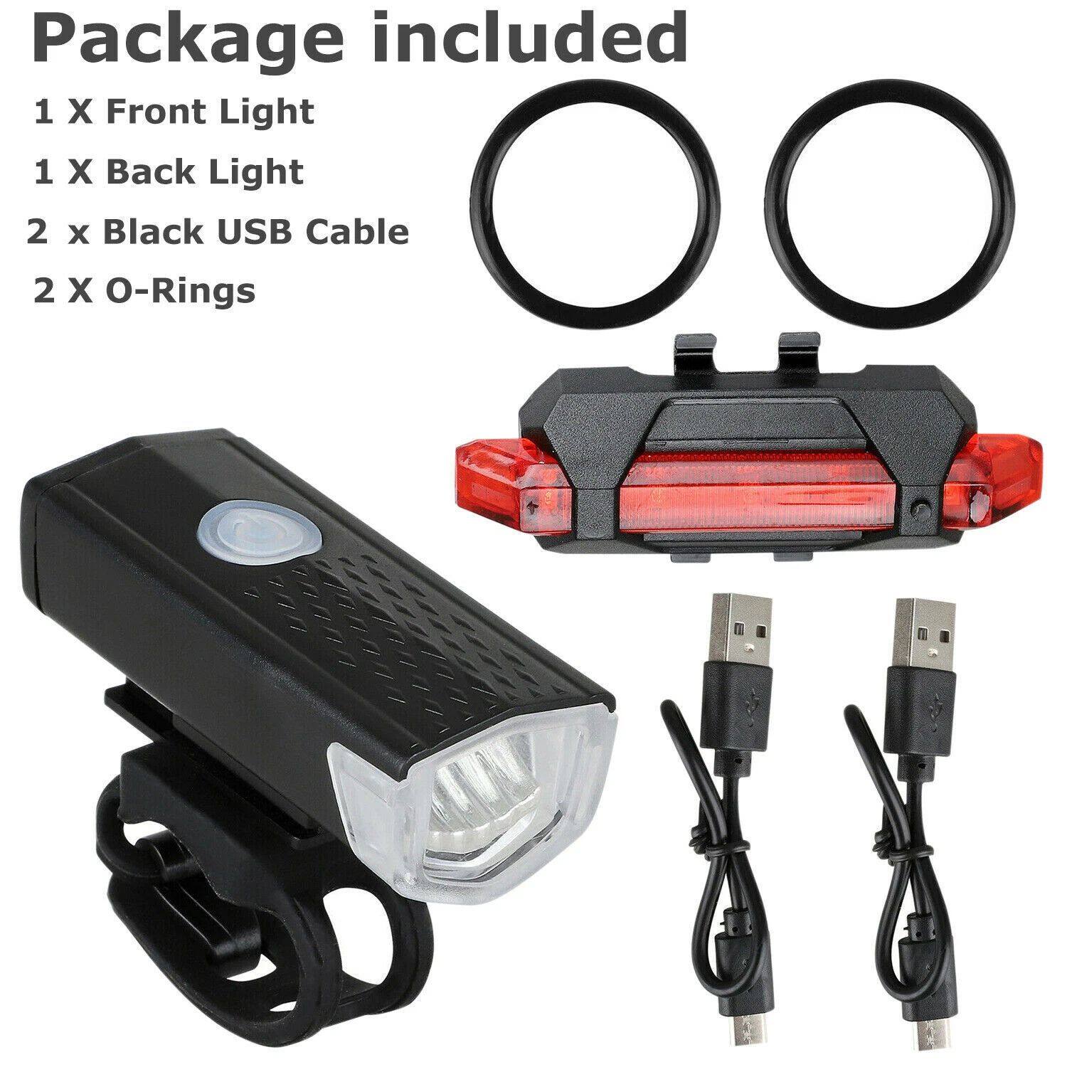 Package included

1 X Front Light  
1 X Back Light  
2 X Black USB Cable  
2 X O-Rings