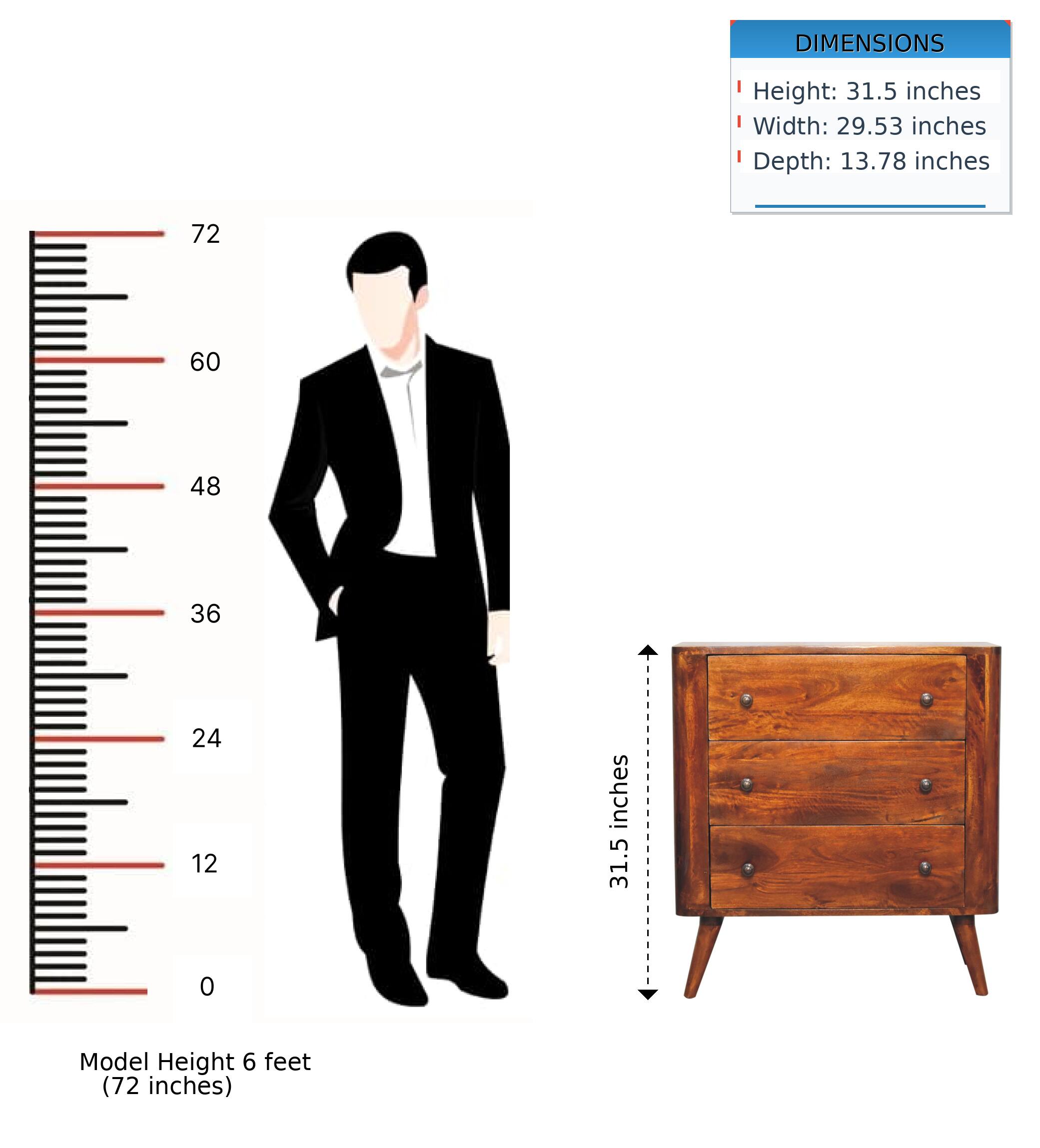 DIMENSIONS  
Height: 31.5 inches  
Width: 29.53 inches  
Depth: 13.78 inches  

Model Height: 6 feet (72 inches)
