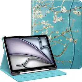 Stock Preferred - iPad Air 11" (M3/M2) Case with Pencil Holder & Pocket – Protective Stand Cover - Blossom