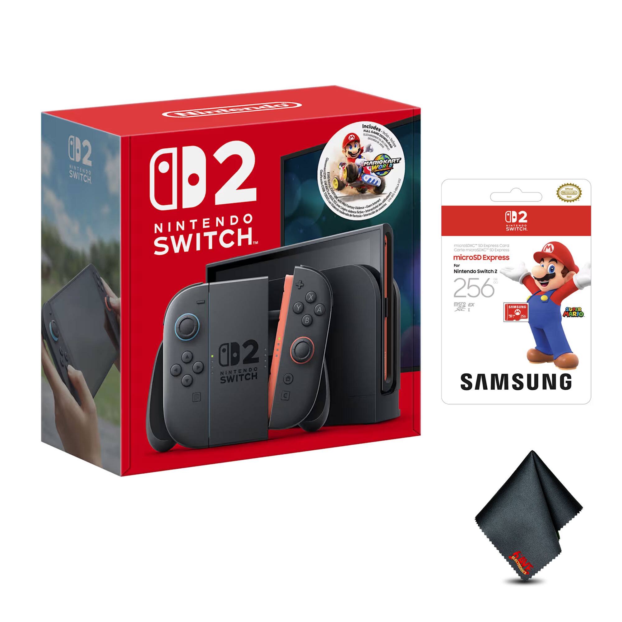 Switch 2 Console with Mario Kart World and 256GB microSD Express Memory Card Bundle - Nintendo Switch 2