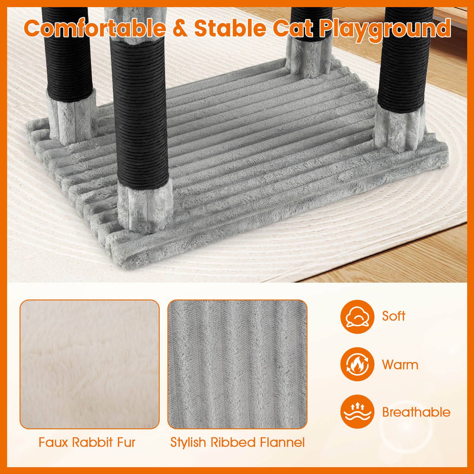 Comfortable & Stable Cat Playground

Soft Warm Breathable Faux Rabbit Fur Stylish Ribbed Flannel

- Faux Rabbit Fur
- Stylish Ribbed Flannel

- Soft
- Warm
- Breathable