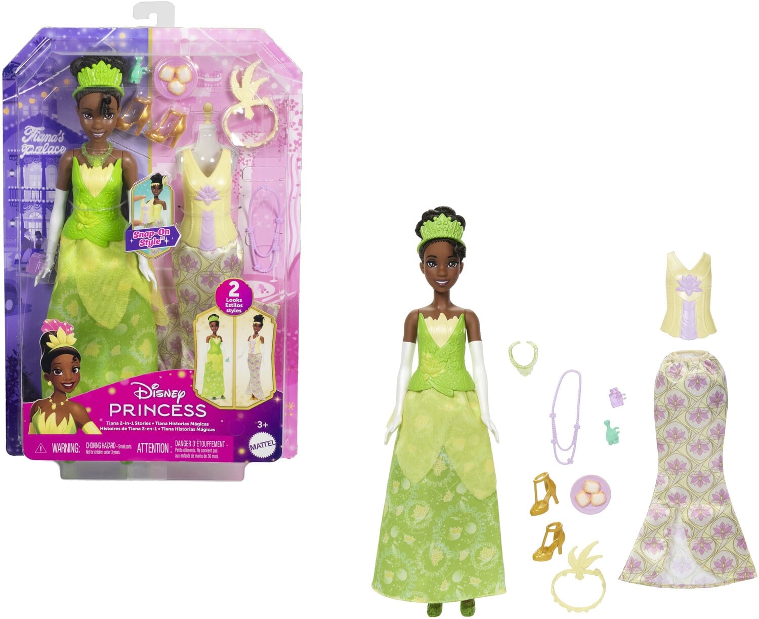 tiana商品 Disney Princess Tiana 2 in 1 Stories Fashion Doll