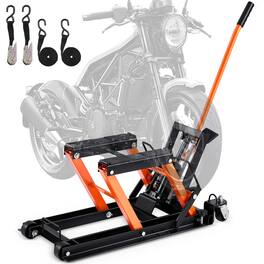 VEVOR - Steel Hydraulic Motorcycle Jack Stand, 1500 LBS ATV Scissor Lift Jack, 4.7"-15" Scissor Lift Jack Stand with 4 Wheels - Black;Orange