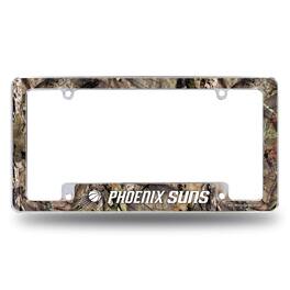 Rico Industries - Phoenix Suns Chrome Metal License Plate Frame with Bold Mossy Oak Camouflaged Camo Design - Multi