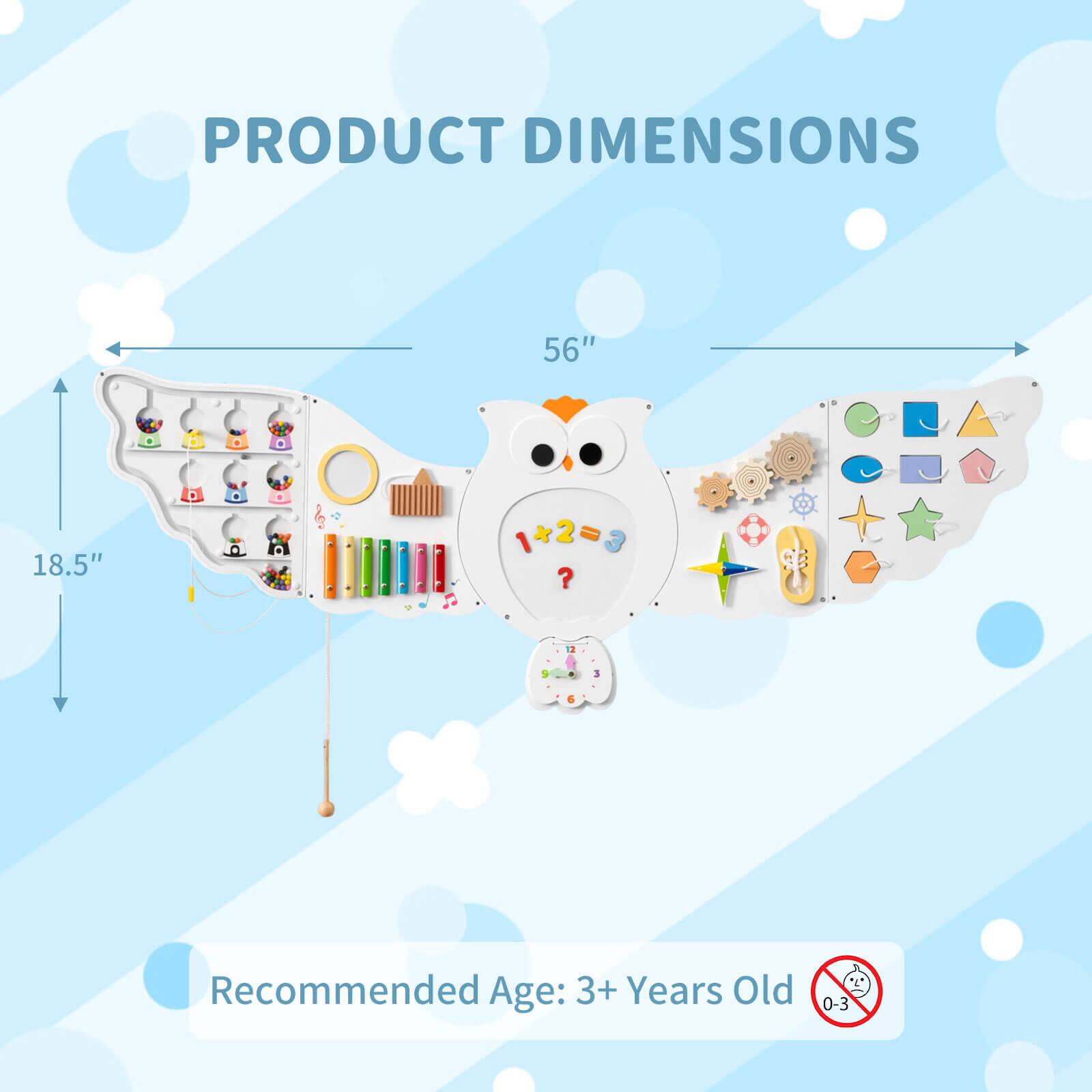 PRODUCT DIMENSIONS  
56" x 18.5"  

1+2= ?  

Recommended Age: 3+ Years Old  
0-3