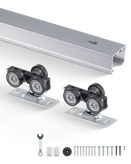 VEVOR - Sliding Pocket Door Hardware Track Kit, 5.73 ft Heavy Duty Pocket Door Hardware Kit, Commercial Grade Pocket Door - Silver