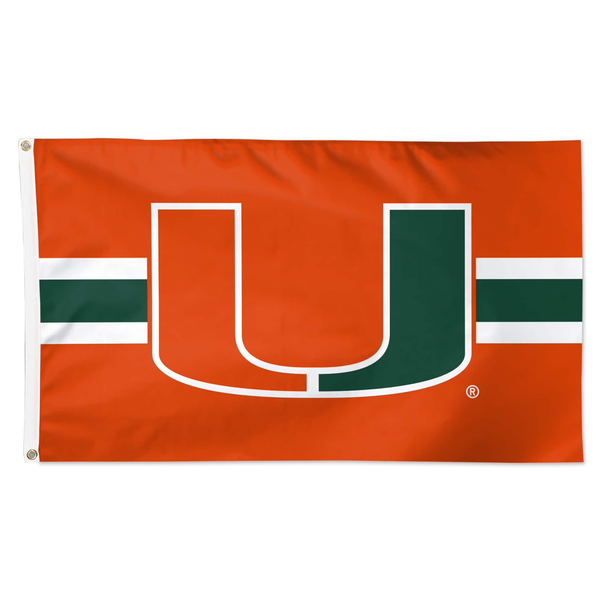 WinCraft - Miami Hurricanes 3' x 5' Horizontal Stripe Deluxe Single-Sided Flag - Multicolor