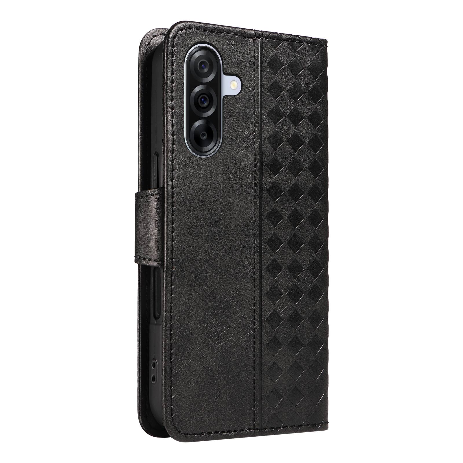 Back. Dteck - For Samsung Galaxy A17 5G Shockproof Leather Folio Kickstand Card Slots Wallet Case with Strap - Black.