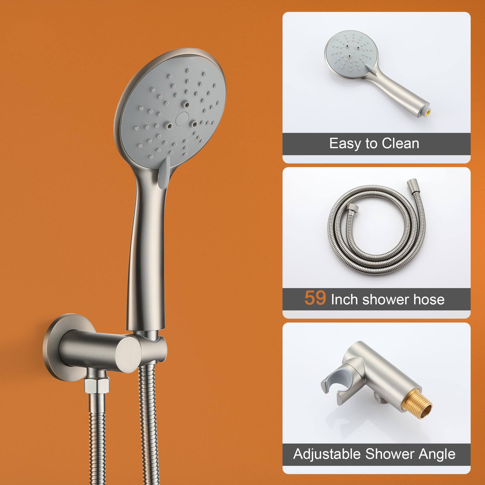 Easy to Clean, 59 Inch shower hose, Adjustable Shower Angle
