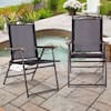 Front. Gymax - Gymax Set of 2 Folding Patio Furniture Sling Back Chairs Outdoors Black - Black.