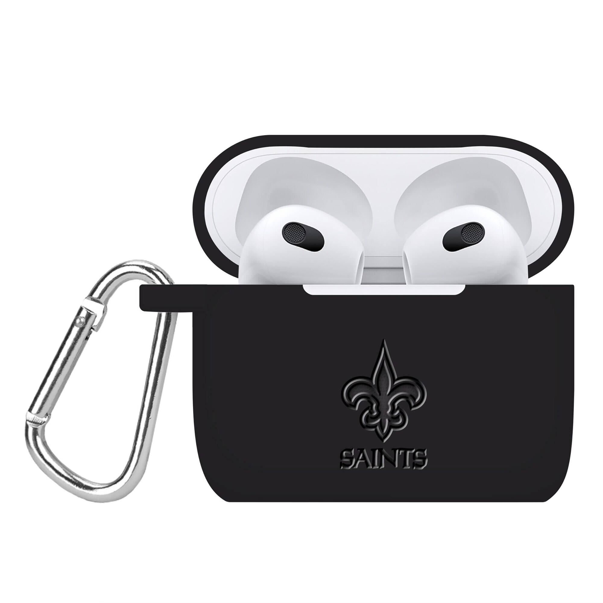 Front. Artinian - New Orleans Saints Debossed Silicone AirPods Gen Three Case Cover - Multicolor.