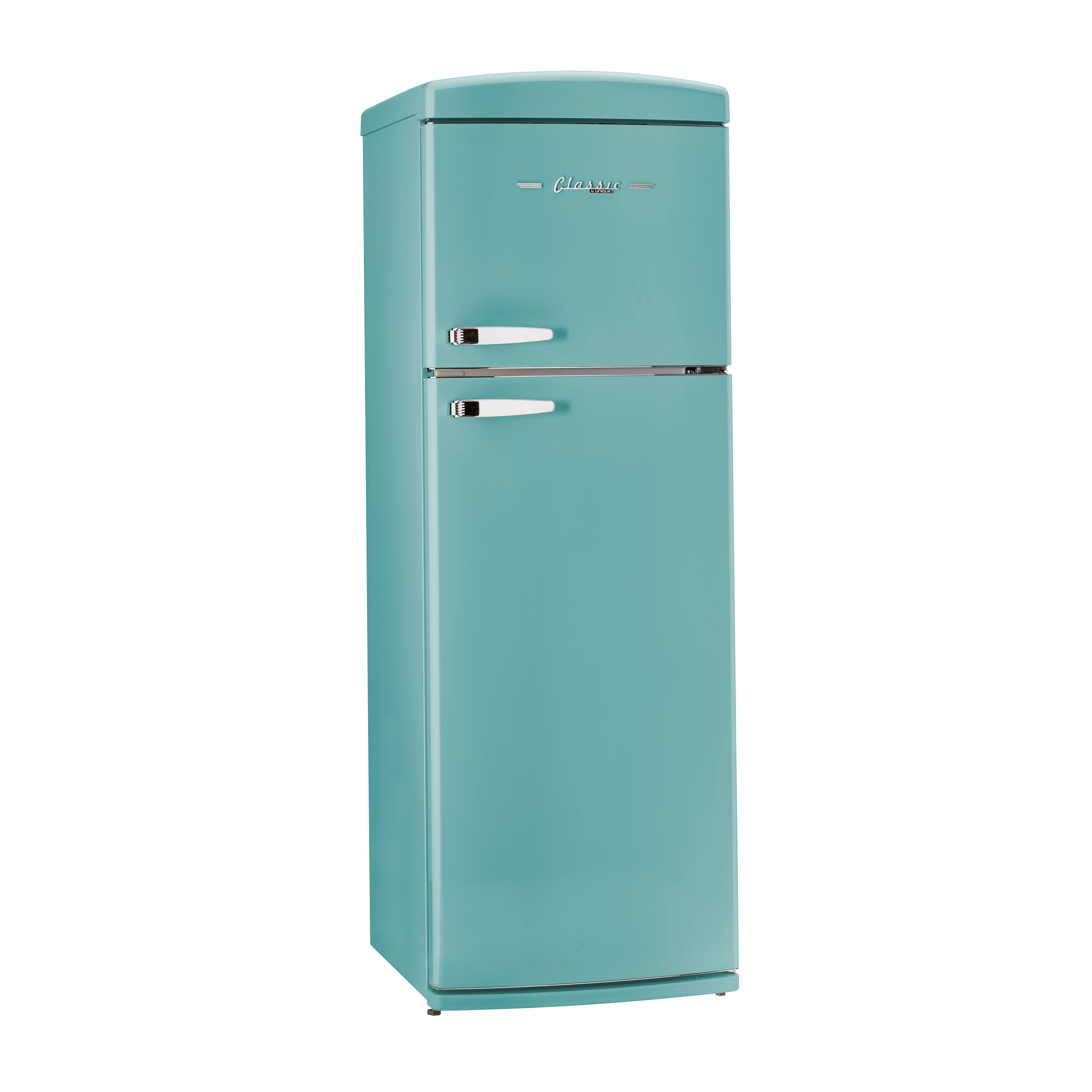 Angle. Unique Appliances - 24 in. Wide Classic Retro 11 cu.ft. Top Freezer Refrigerator - Ocean Mist Turquoise.