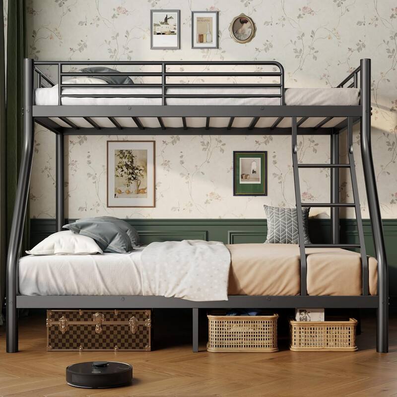Alt View 7. ATOPSUN - Twin Over Full Metal Bunk Bed, Heavy-Duty Frame with Guardrail, Underbed Storage, No Box Spring Needed, Upgraded Black - black.