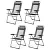Front. Costway - Costway 4PC Folding Chairs Adjustable Reclining Chairs with Headrest Patio Garden - Grey.