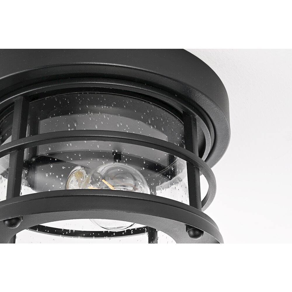 Alt View 1. Elegant Lighting - Carla 10 inch Outdoor Flush Mount Ceiling Light in Black - Black And Clear.