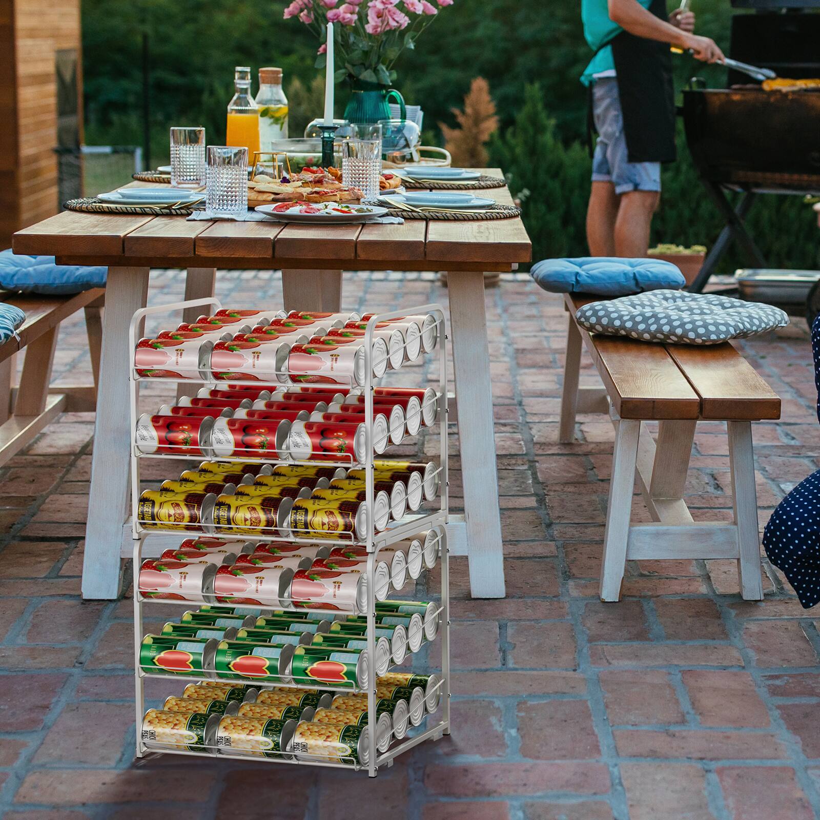 Alt View 2. Oumilen - Set of 2 Stackable Can Rack Organizer, White - White.