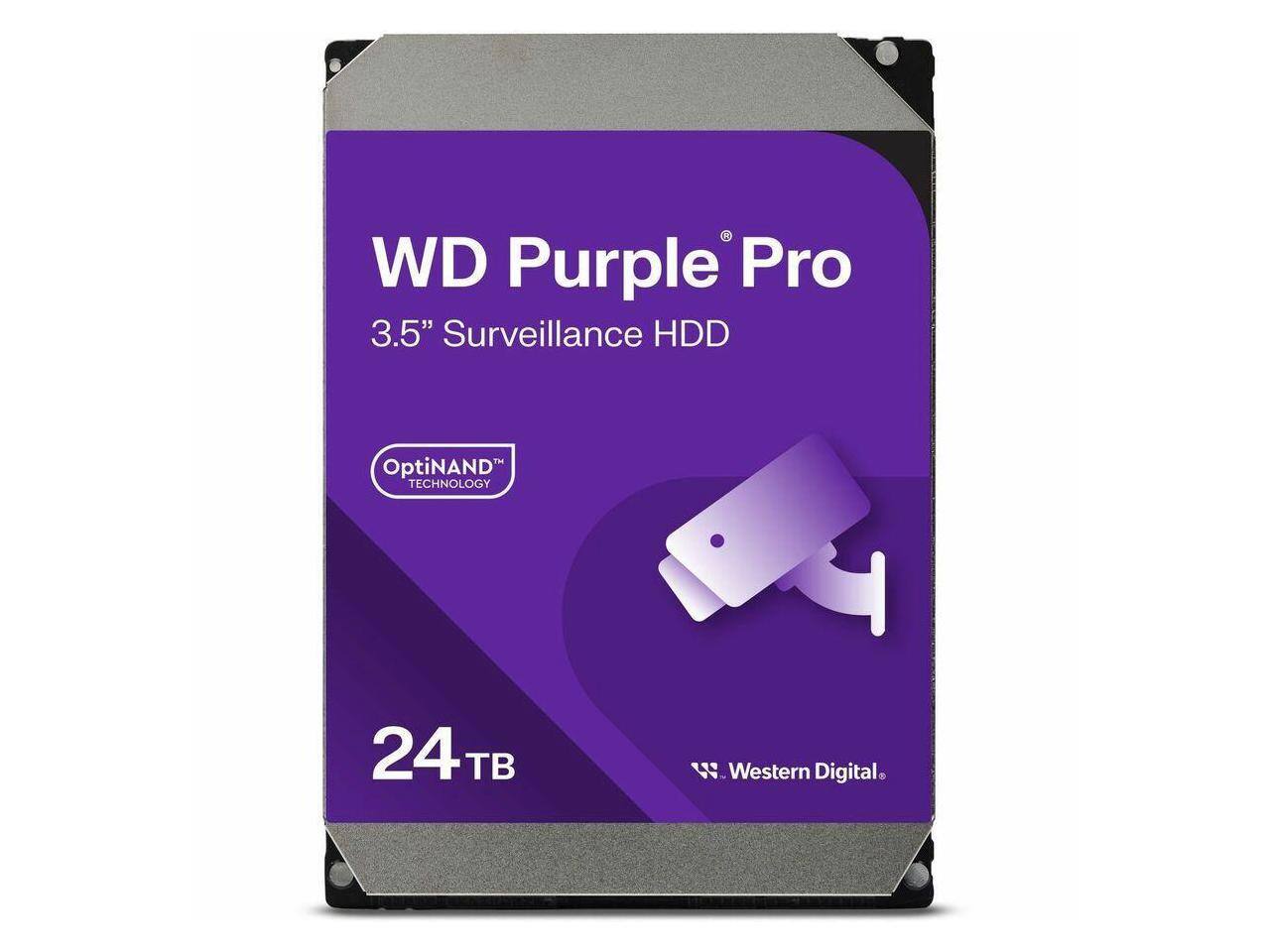 WD Purple Pro 3.5" Surveillance HDD  
OptiNAND Technology  
24 TB  
Western Digital