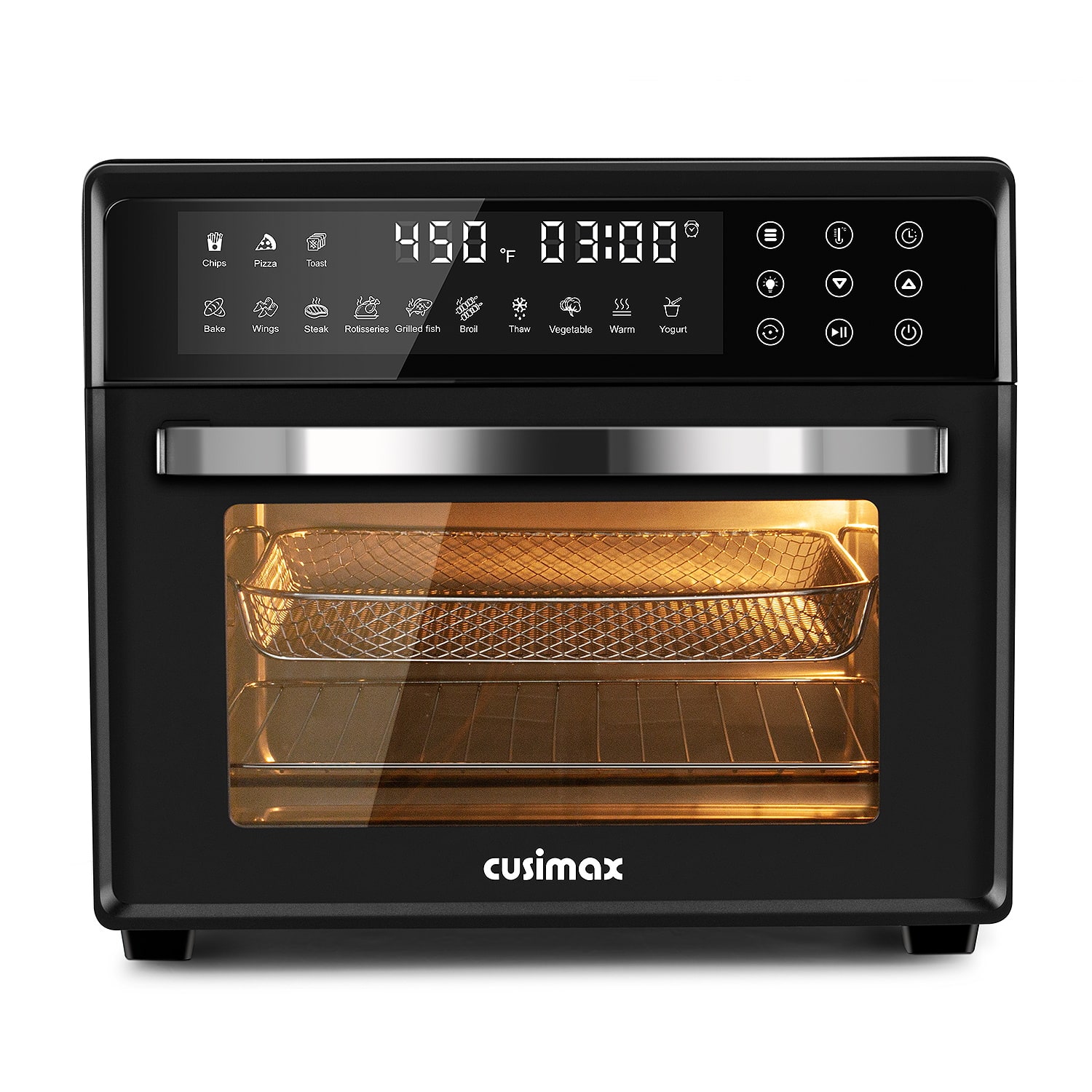 Cusimax - 24QT 13 In 1 Air Fryer Oven Combo 5 Accessories Large Countertop Toaster For Baking Roasting Broiling - Black