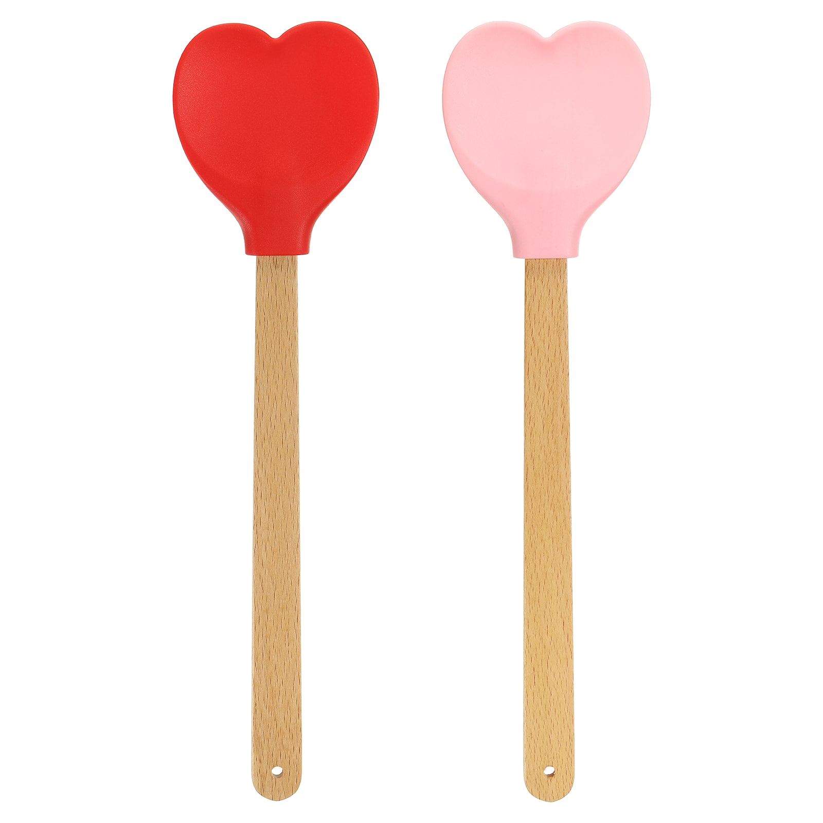 Unique Bargains - 1 Set Silicone Spatula w/ Wood Handle, Heart-Shaped Heat-Resistant Non-Stick Cake Scraper for Baking - Pink, Red price history on PriceWatchPro