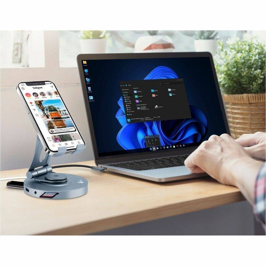 Alt View 8. SIIG Inc - SIIG USB-C Multitask Hub Stand Holder fits under 13" Tablets/Phones - 4K60Hz- PD100W - USB-C Hub Stand Holder fits under.