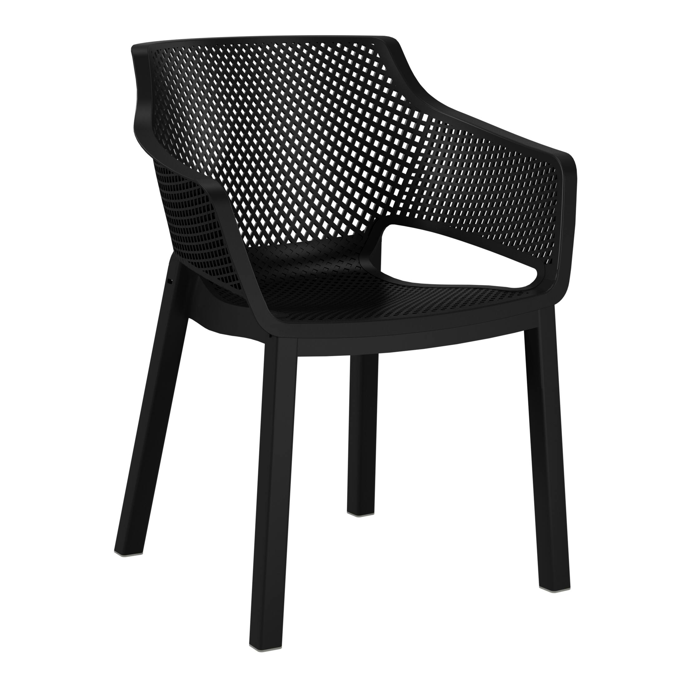 Left. WestinTrends - WestinTrends Playa Outdoor Modern Stackable Plastic Resin Patio Dining Armchair (Set of 4) - Black.